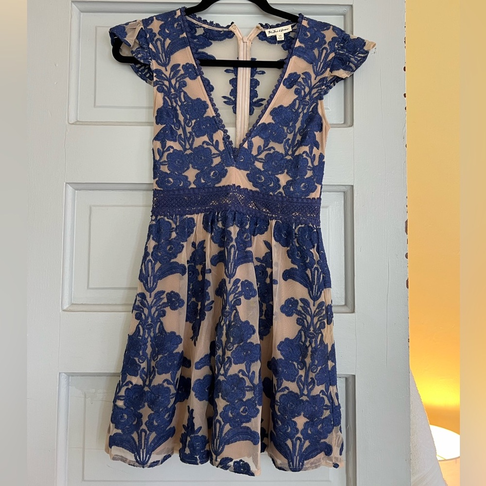 For Love and Lemons flutter sleeve, V neck floral mini dress